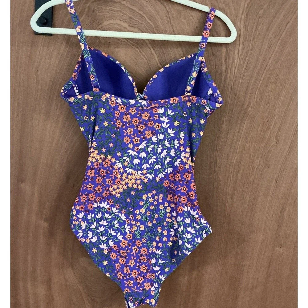 Nip Tuck Swimsuit Floral  Purple One Piece C/D Fit Cup Size 6 Swim Wear Slimming - Picture 4 of 14